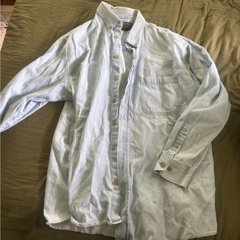 Vintage Light Wash Denim Button-Up Shirt